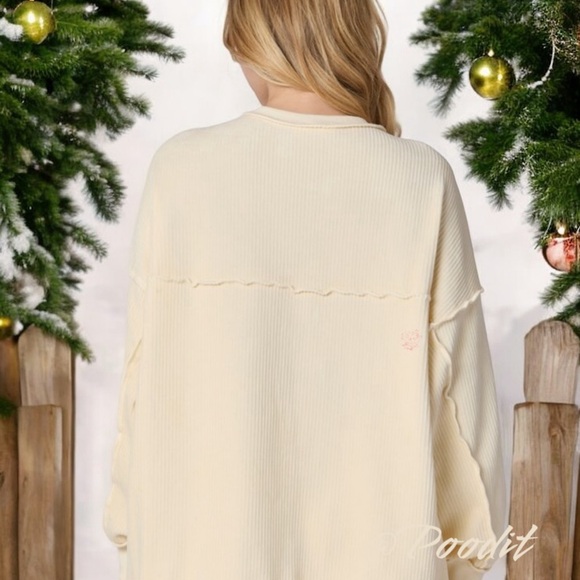 Peach love California oversized corduroy holiday pullover S M L - Picture 3 of 8